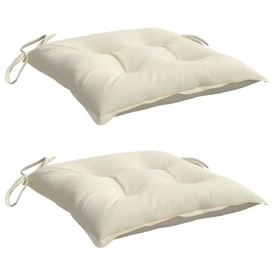 Coussins de chaise lot de 2 blanc crème 40x40x7 cm tissu oxford - 3