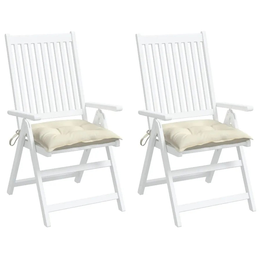 Coussins de chaise lot de 2 blanc crème 40x40x7 cm tissu oxford - 4