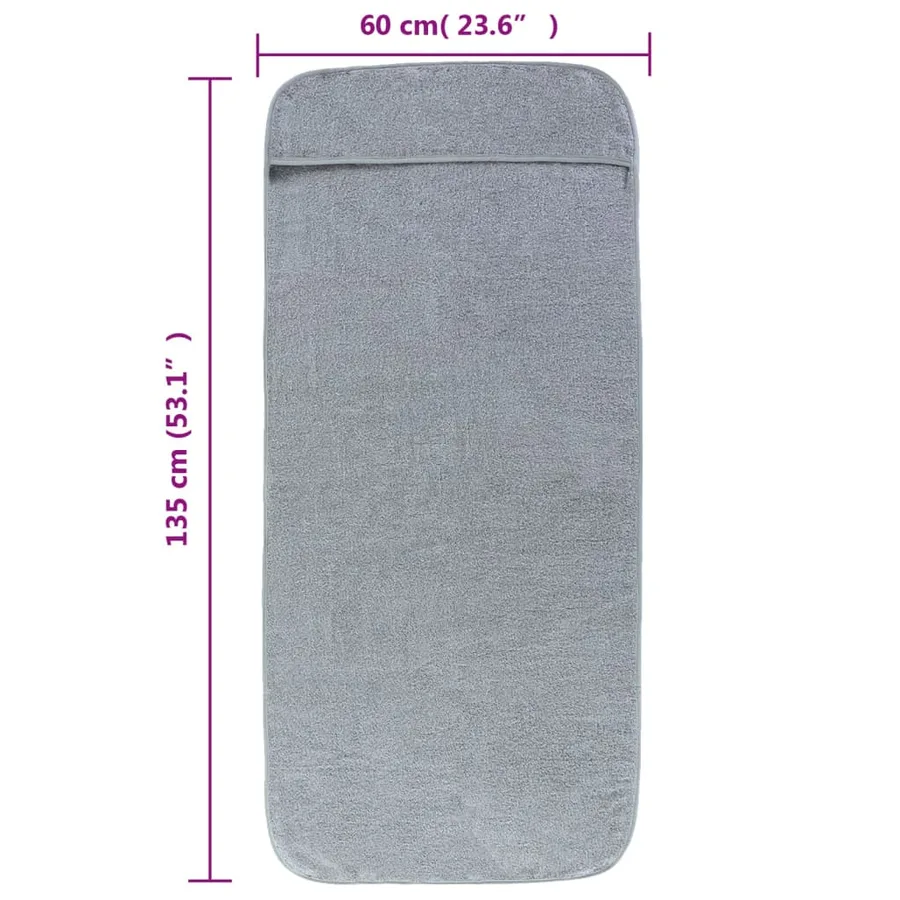 Serviettes de plage 6 pcs gris 60x135 cm tissu 400 GSM - 8