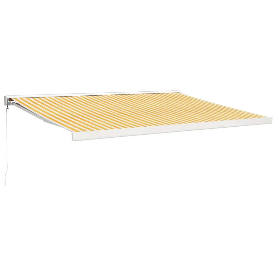 Auvent rétractable jaune et blanc 4,5x3 m tissu et aluminium - 2