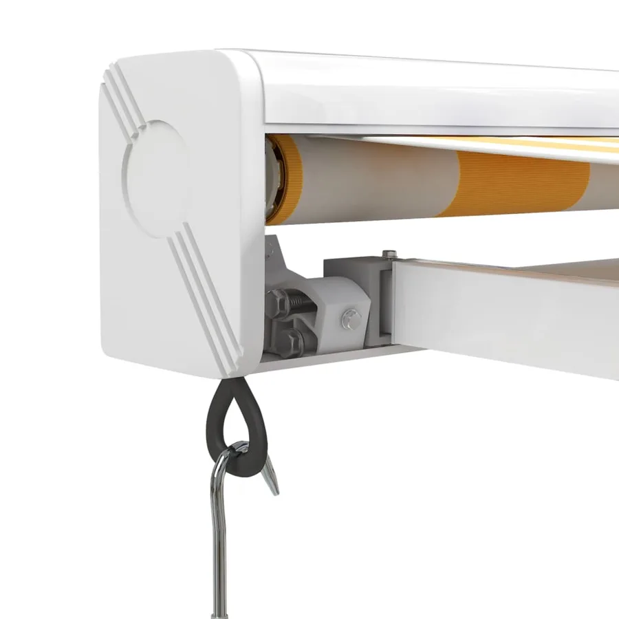 Auvent rétractable jaune et blanc 4,5x3 m tissu et aluminium - 7