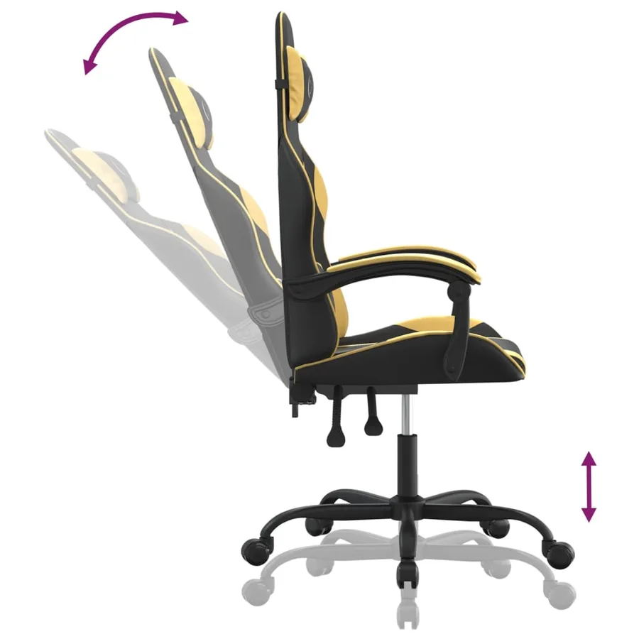 Chaise de jeu Noir et doré Similicuir - 6