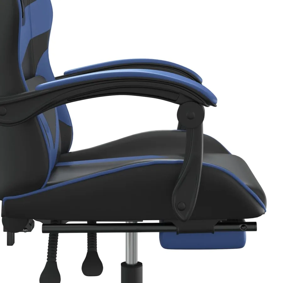 Chaise de jeu avec repose-pied Noir et bleu Similicuir - 10