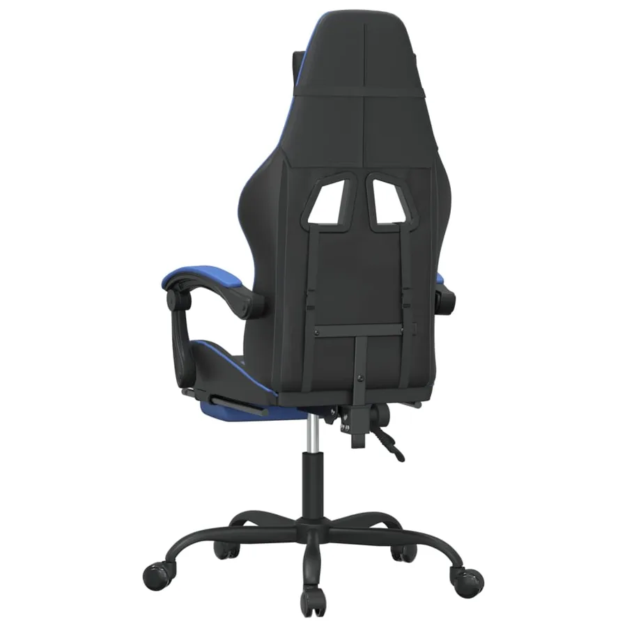 Chaise de jeu avec repose-pied Noir et bleu Similicuir - 5