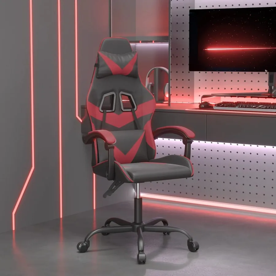 Chaise de jeu Noir et rouge bordeaux Similicuir