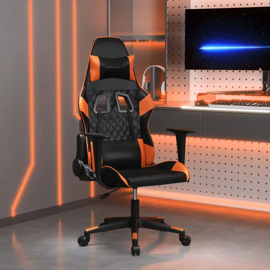 Chaise de jeu Noir et orange Similicuir