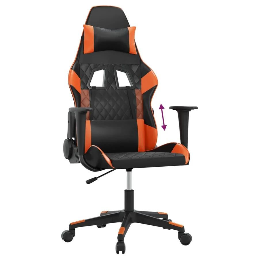 Chaise de jeu Noir et orange Similicuir - 7