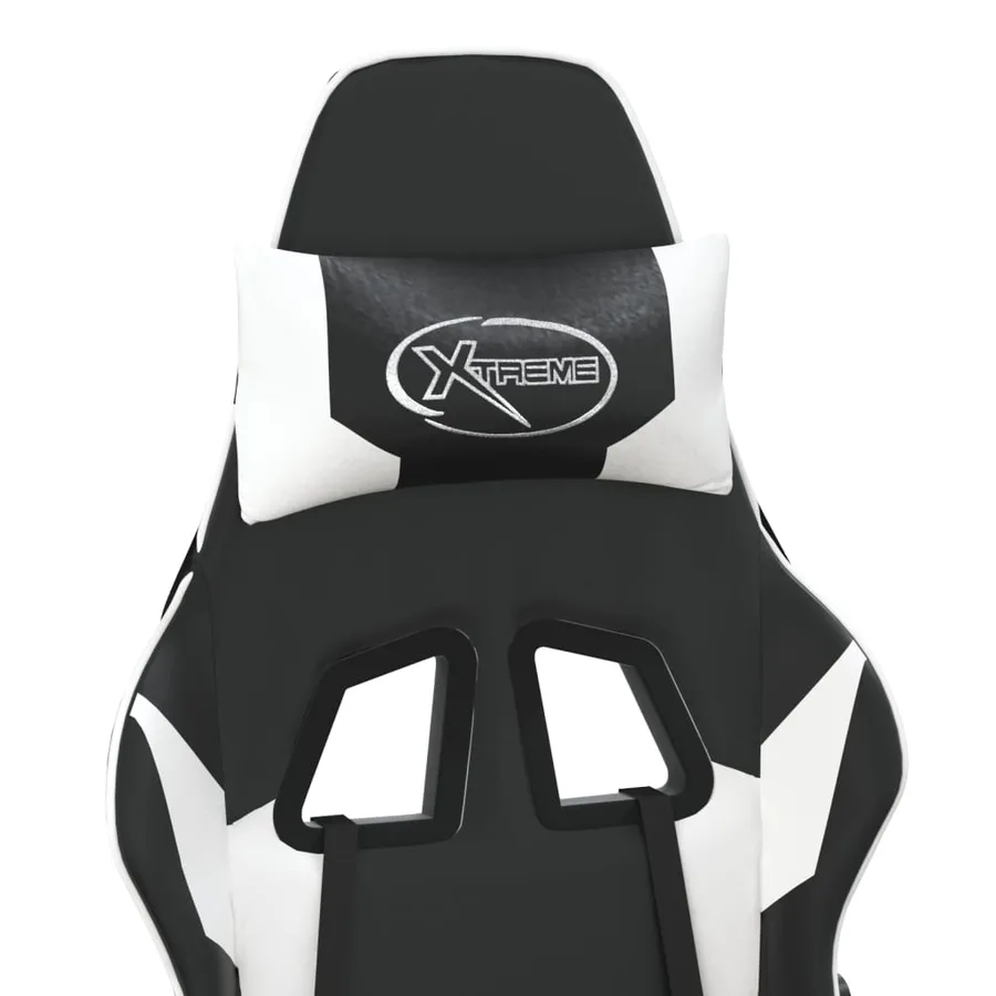 Chaise de jeu avec repose-pied Noir et blanc Similicuir - 10