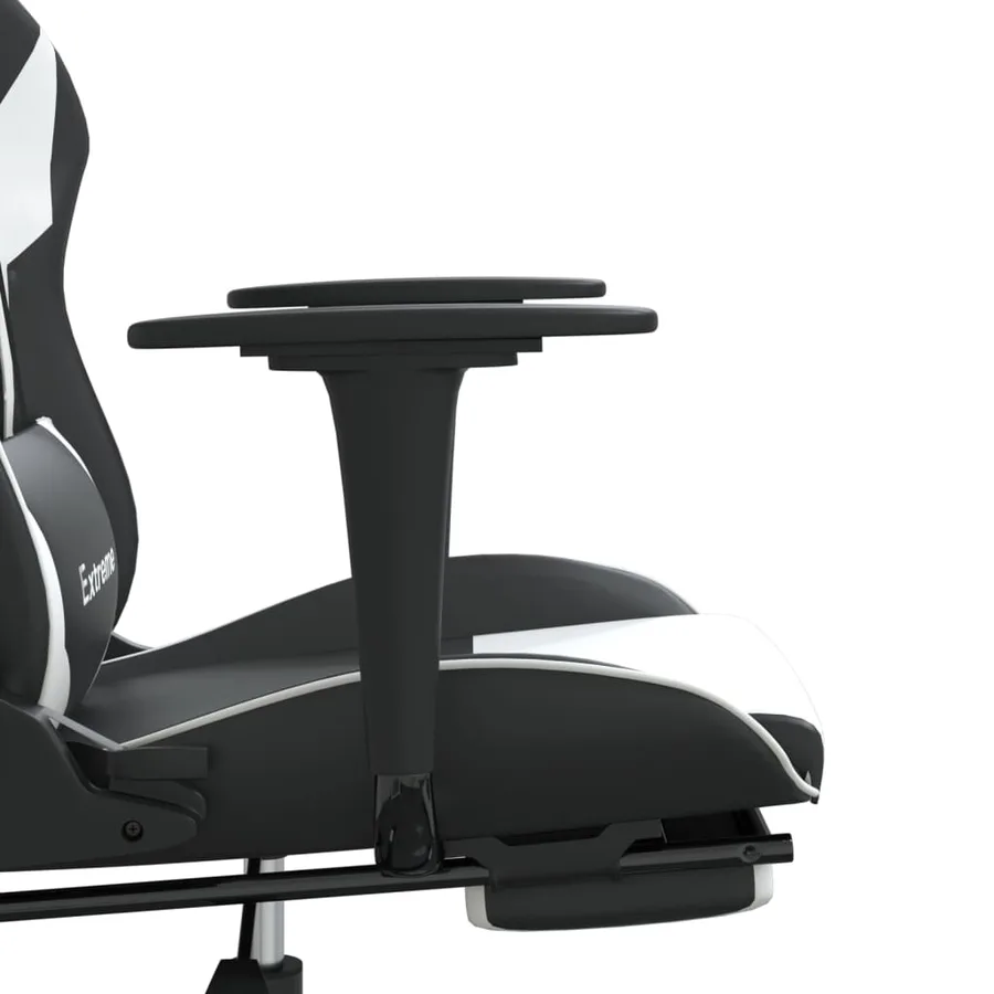 Chaise de jeu avec repose-pied Noir et blanc Similicuir - 11