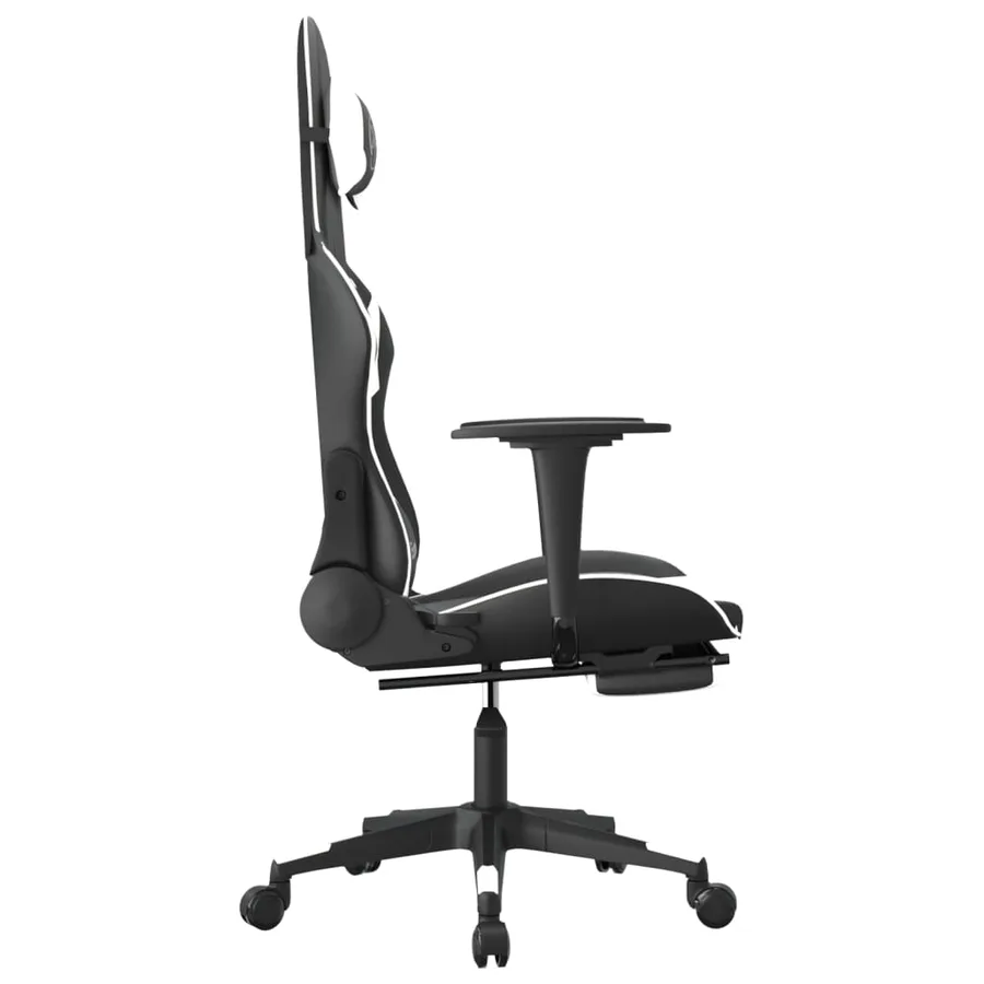 Chaise de jeu avec repose-pied Noir et blanc Similicuir - 4