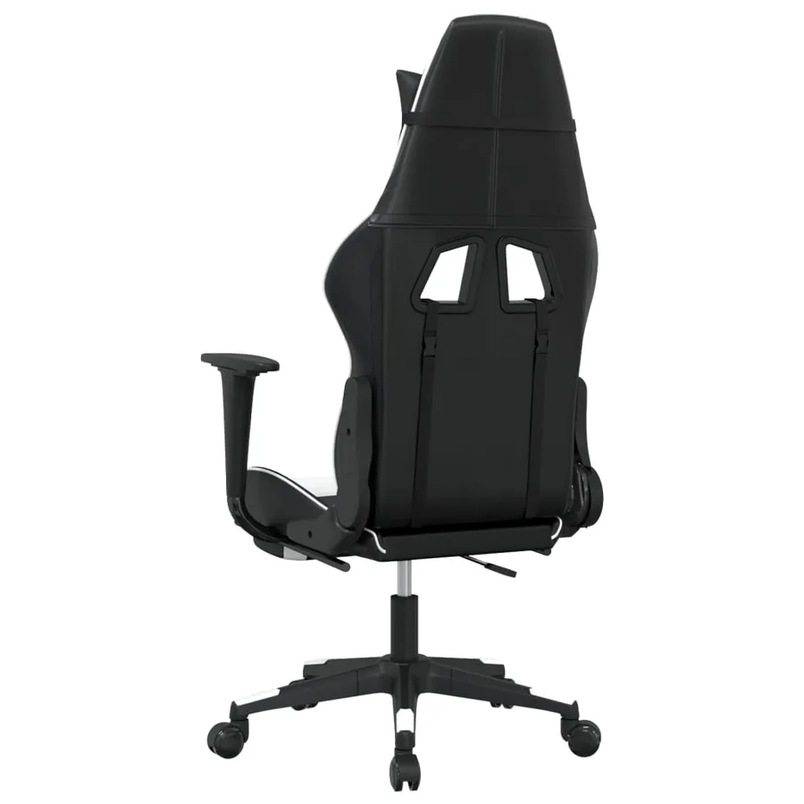 Chaise de jeu avec repose-pied Noir et blanc Similicuir - 5