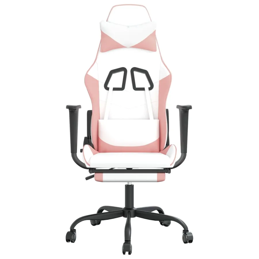 Chaise de jeu avec repose-pied Blanc et rose Similicuir - 3