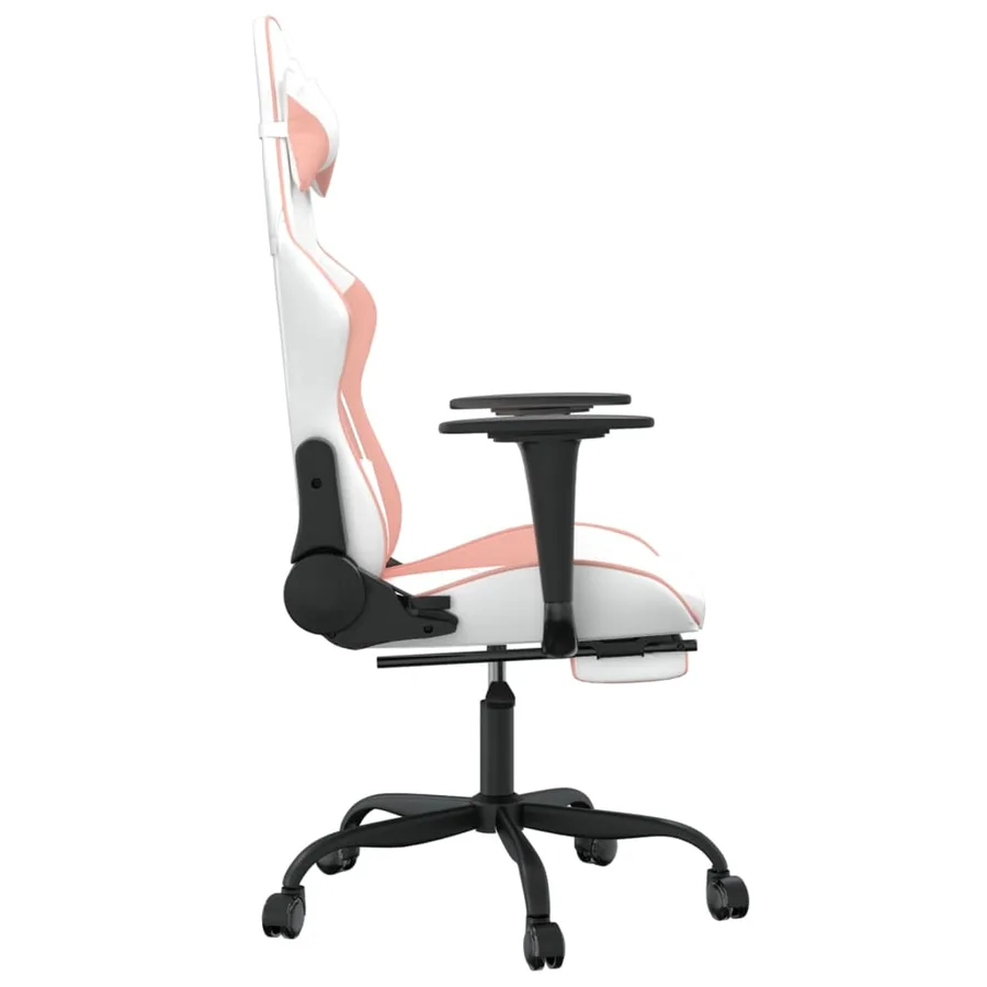 Chaise de jeu avec repose-pied Blanc et rose Similicuir - 4