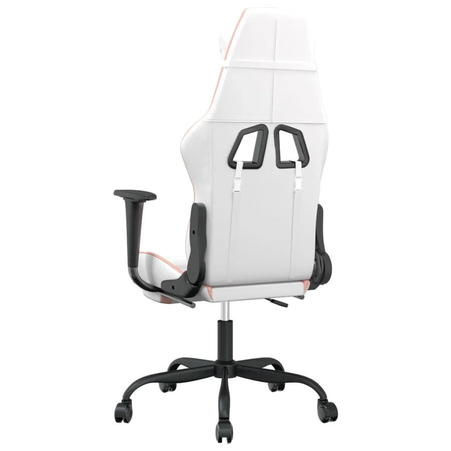 Chaise de jeu avec repose-pied Blanc et rose Similicuir - 5