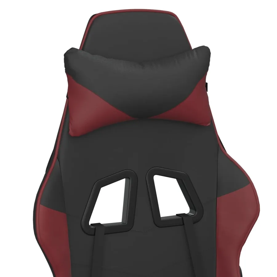 Chaise de jeu avec repose-pied Noir/rouge bordeaux Similicuir - 10