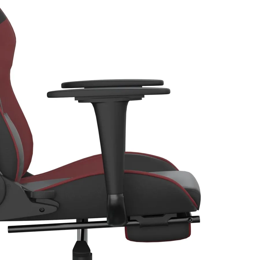 Chaise de jeu avec repose-pied Noir/rouge bordeaux Similicuir - 11