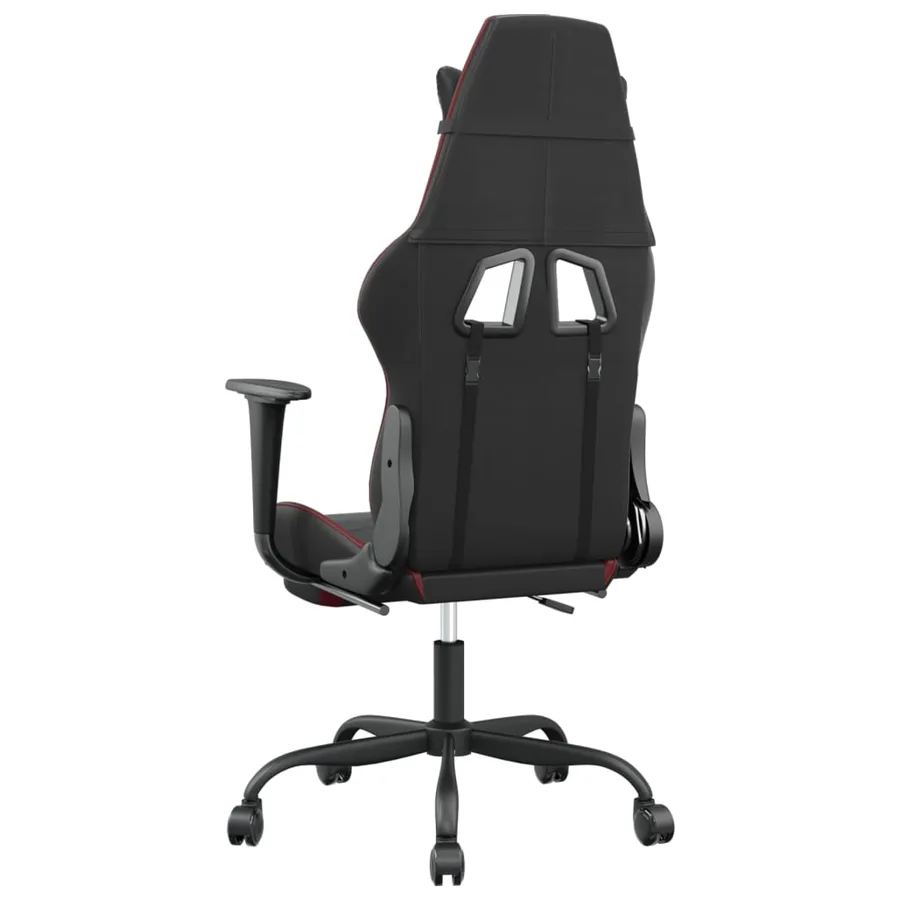 Chaise de jeu avec repose-pied Noir/rouge bordeaux Similicuir - 5