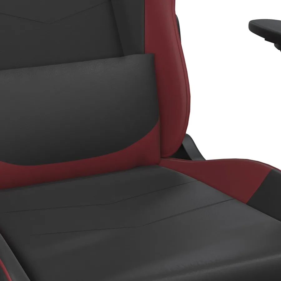 Chaise de jeu avec repose-pied Noir/rouge bordeaux Similicuir - 9