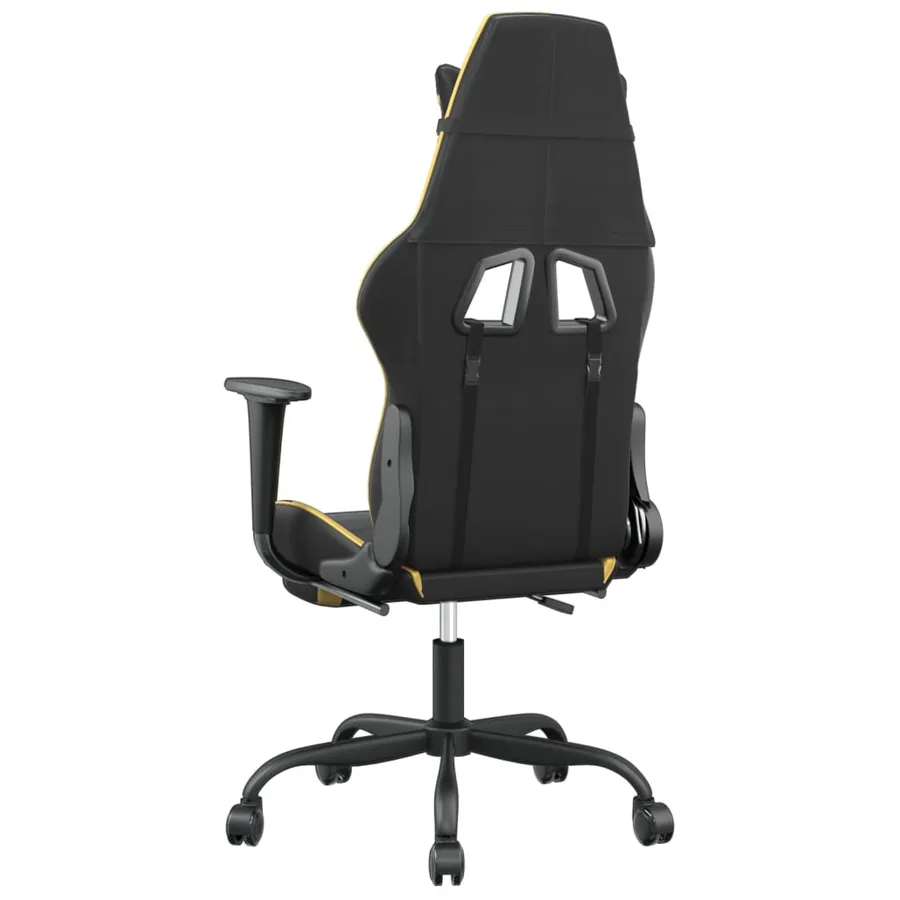 Chaise de jeu avec repose-pied Noir et doré Similicuir - 5