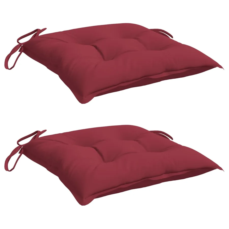 Coussins de chaise lot de 2 rouge bordeaux 40x40x7 cm - 3