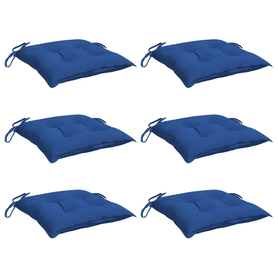 Coussins de chaise lot de 6 bleu 40x40x7 cm tissu oxford - 3