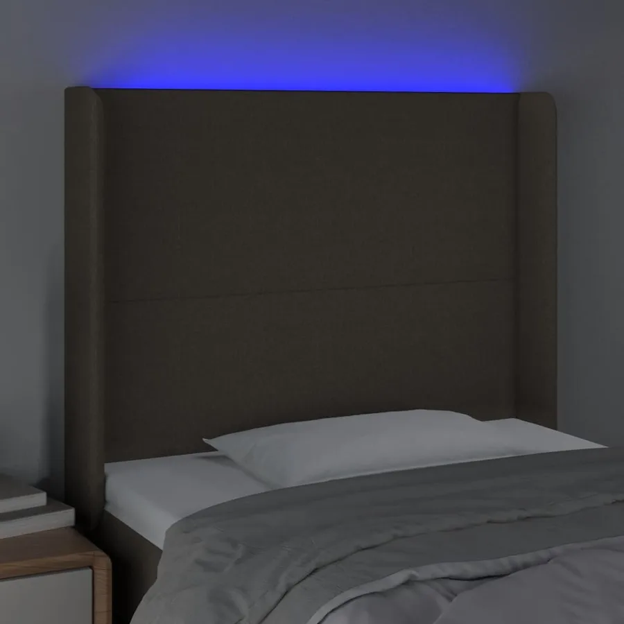 Tête de lit à LED Taupe 83x16x118/128 cm Tissu - 4