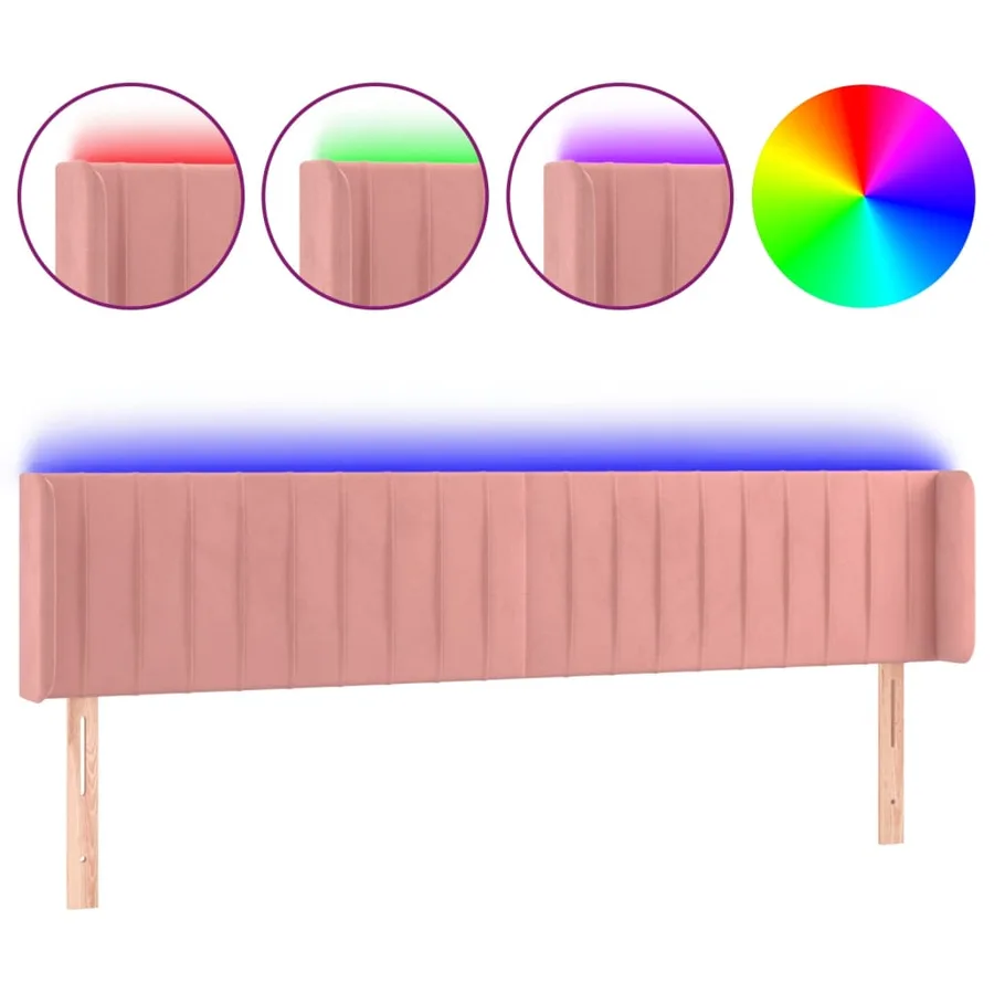 Tête de lit à LED Rose 203x16x78/88 cm Velours - 2