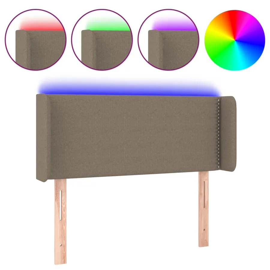 Tête de lit à LED Taupe 93x16x78/88 cm Tissu - 2