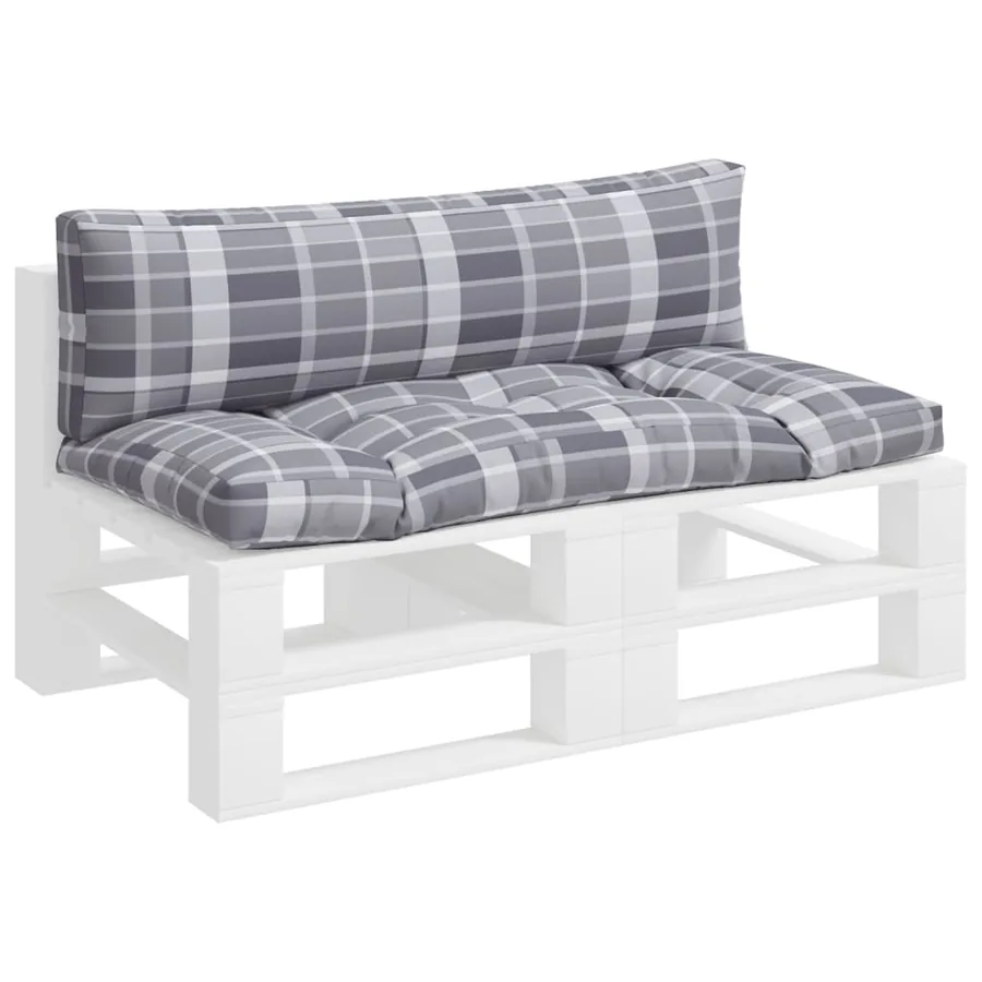 Coussins de palette 2 pcs carreaux gris tissu - 3