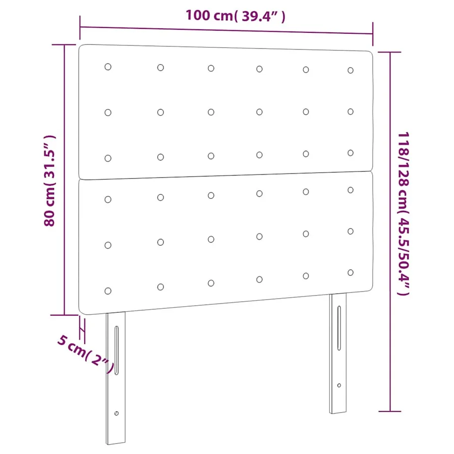Tête de lit à LED Vert foncé 100x5x118/128 cm Velours - 7