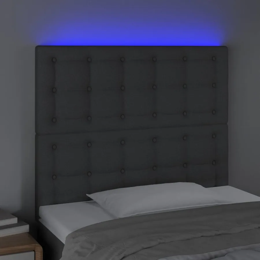 Tête de lit à LED Gris foncé 80x5x118/128 cm Tissu - 3