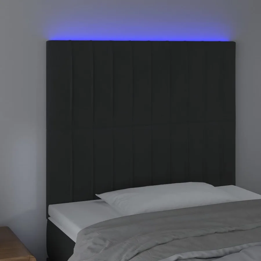 Tête de lit à LED Noir 90x5x118/128 cm Velours - 3