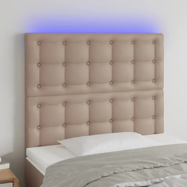 Tête de lit à LED Cappuccino 80x5x118/128 cm Similicuir