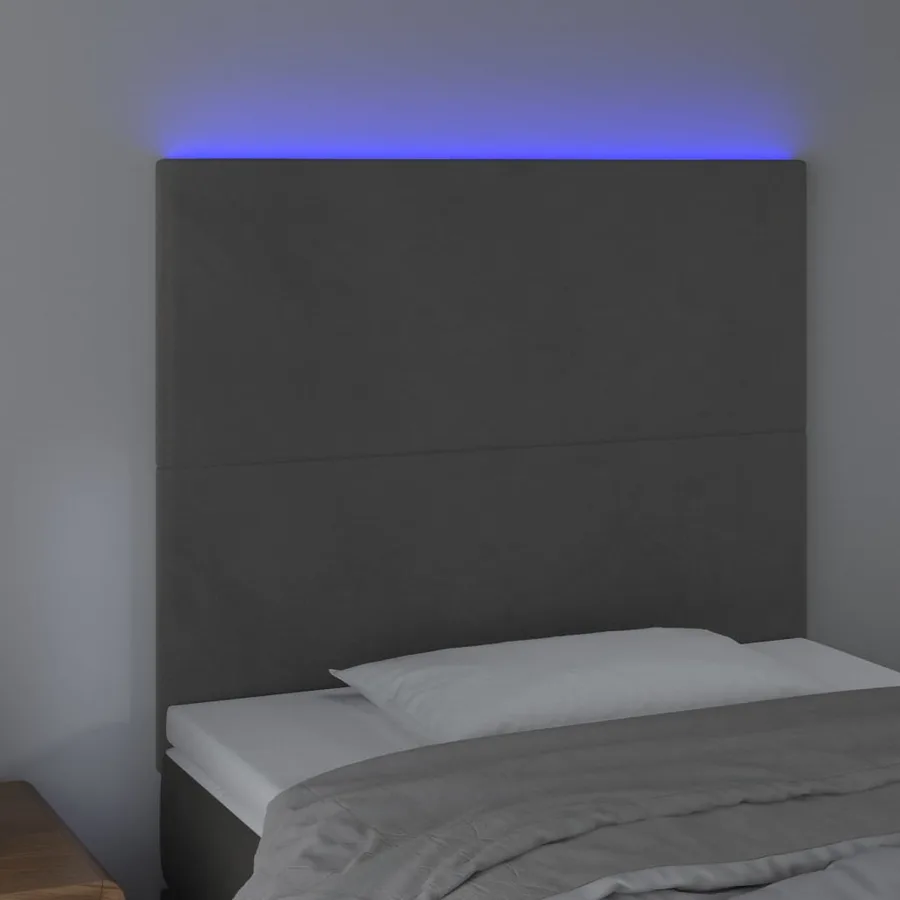 Tête de lit à LED Gris foncé 90x5x118/128 cm Velours - 3