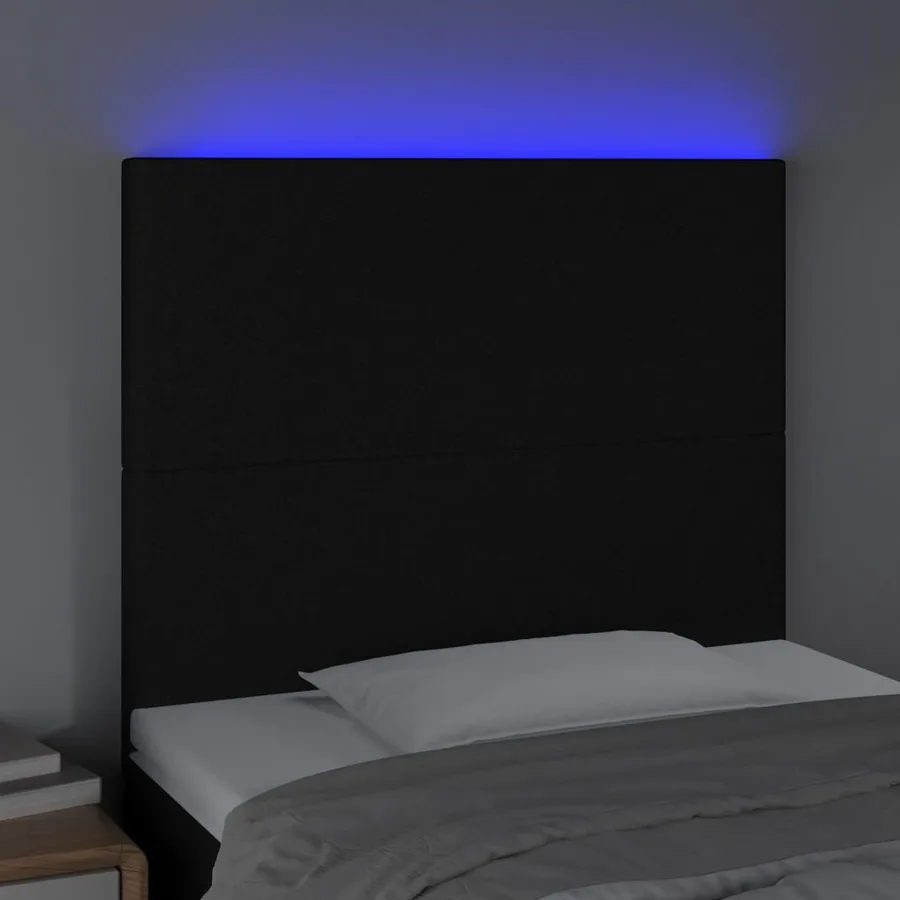 Tête de lit à LED Noir 80x5x118/128 cm Tissu - 3