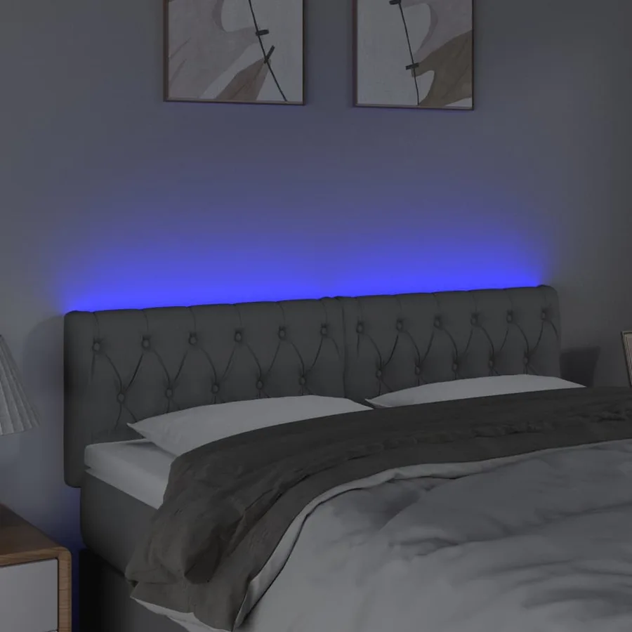 Tête de lit à LED Gris clair 160x7x78/88 cm Tissu - 3