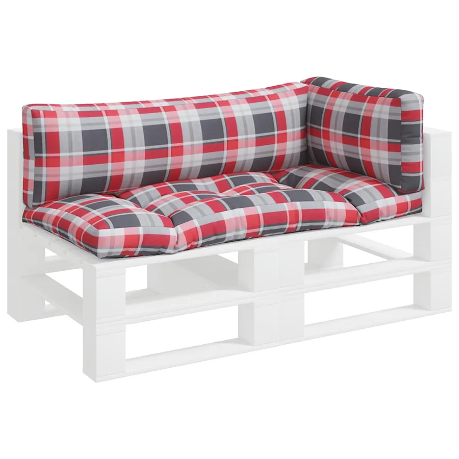 Coussins de palette 3 pcs carreaux rouges tissu - 3