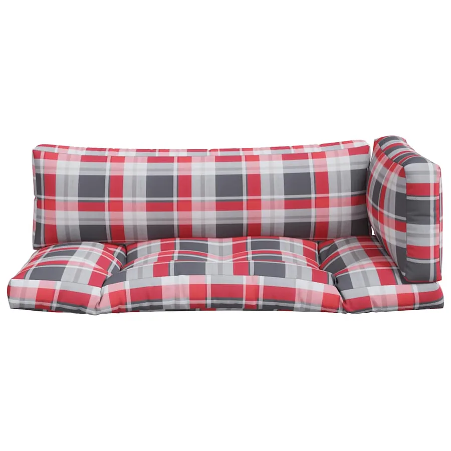 Coussins de palette 3 pcs carreaux rouges tissu - 4