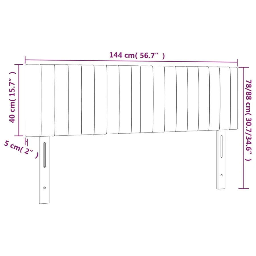 Tête de lit à LED Crème 144x5x78/88 cm Tissu - 6