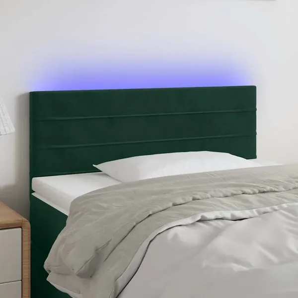 Tête de lit à LED Vert foncé 100x5x78/88 cm Velours