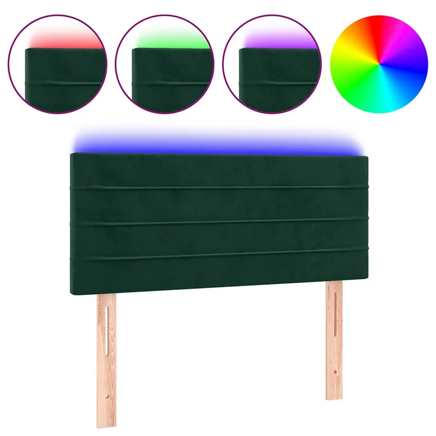 Tête de lit à LED Vert foncé 100x5x78/88 cm Velours - 2
