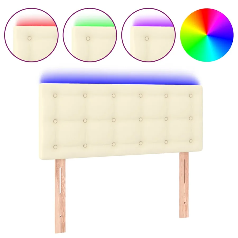 Tête de lit à LED Crème 80x5x78/88 cm Similicuir - 2