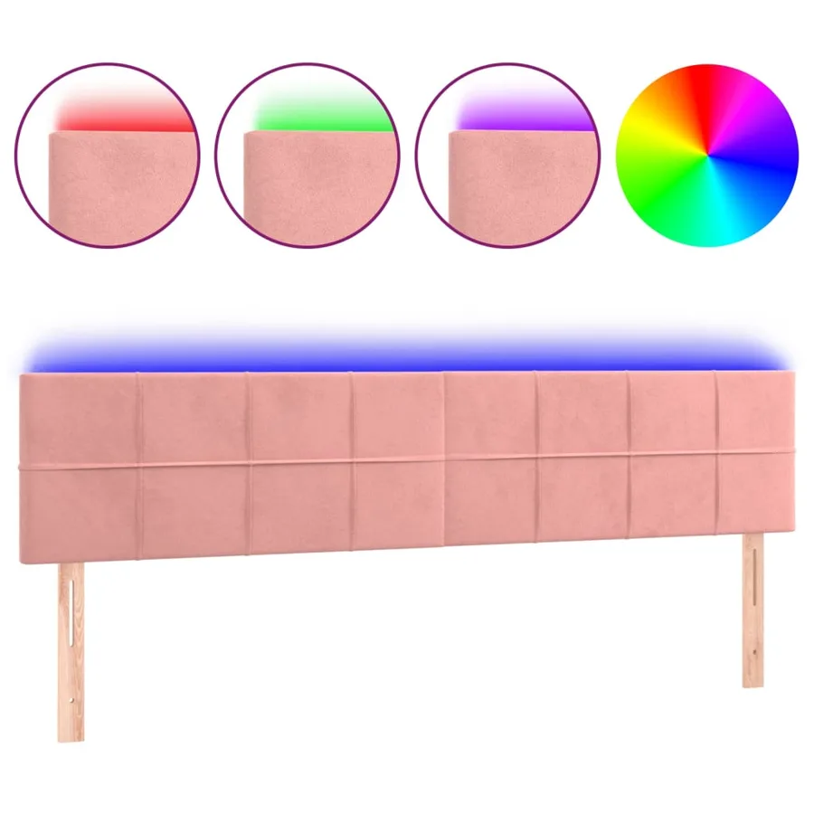 Tête de lit à LED Rose 160x5x78/88 cm Velours - 2