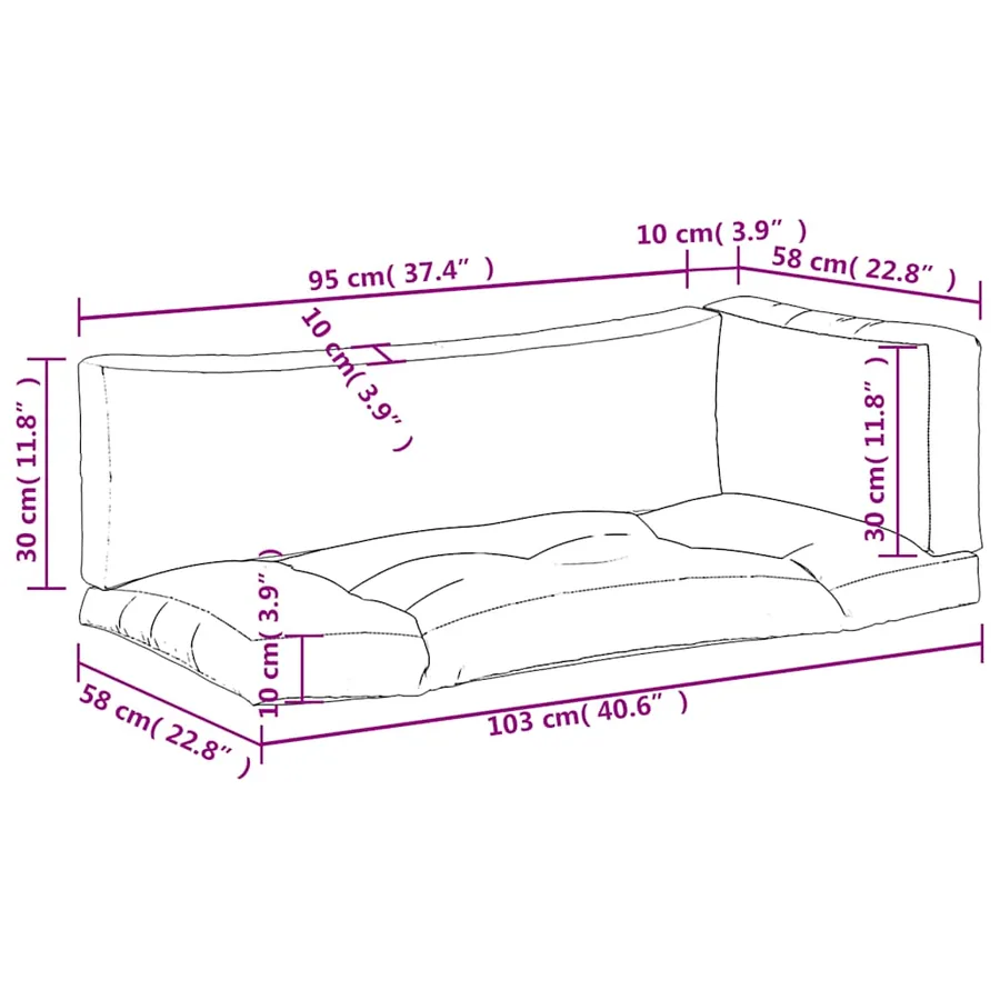 Coussins de palette lot de 3 vert vif tissu - 11
