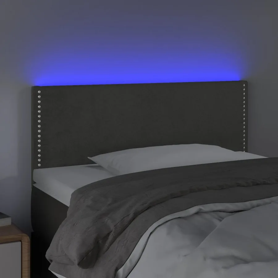 Tête de lit à LED Gris foncé 90x5x78/88 cm Velours - 3