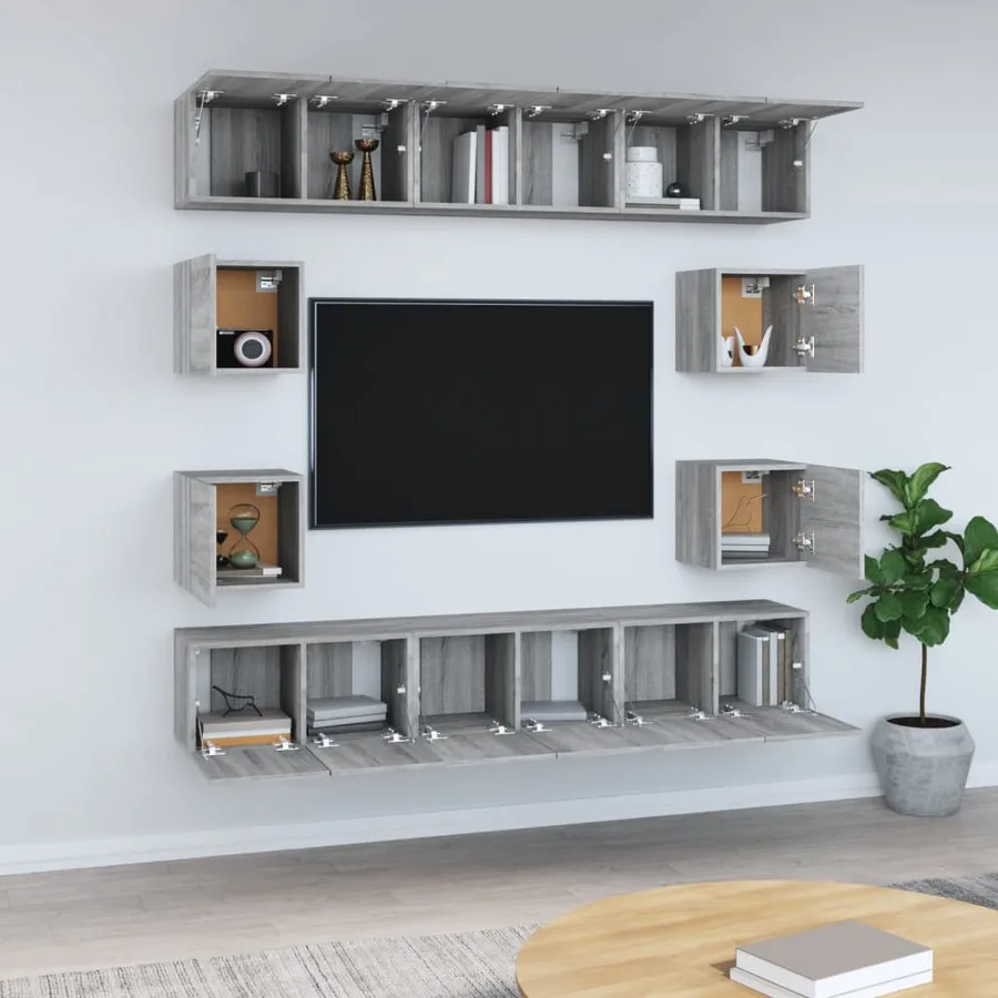 Ensemble de meubles TV 10 pcs Sonoma gris Bois d'ingénierie - 3