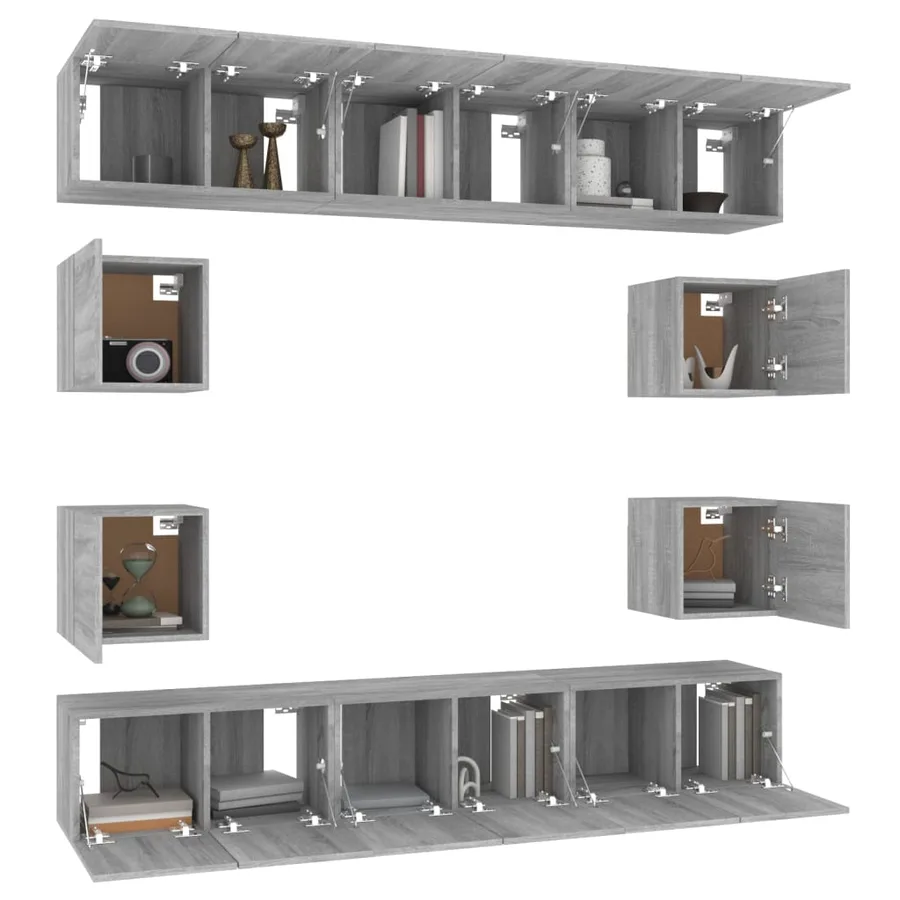 Ensemble de meubles TV 10 pcs Sonoma gris Bois d'ingénierie - 7