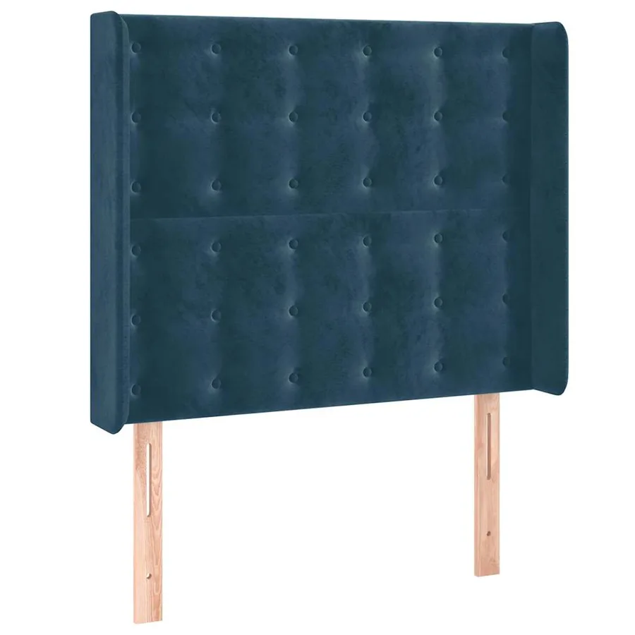 Tête de lit avec oreilles Bleu foncé 103x16x118/128 cm Velours - 2