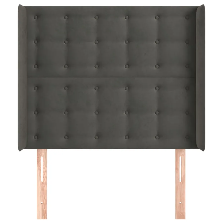 Tête de lit avec oreilles Gris foncé 103x16x118/128 cm Velours - 3