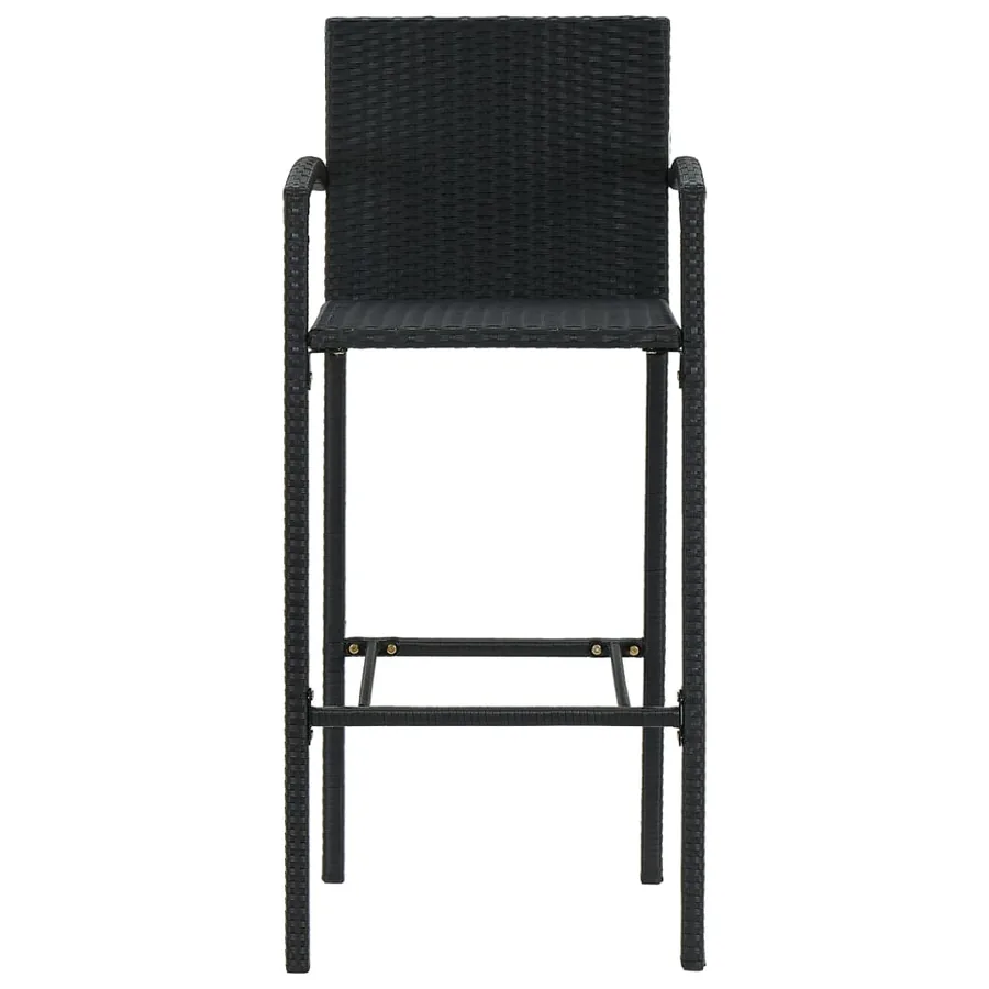 Tabourets de bar lot de 4 noir résine tressée - 3